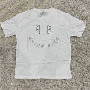 Anine Bing AB Smile Logo White T-Shirt Women’s Sizes Small Medium & Large